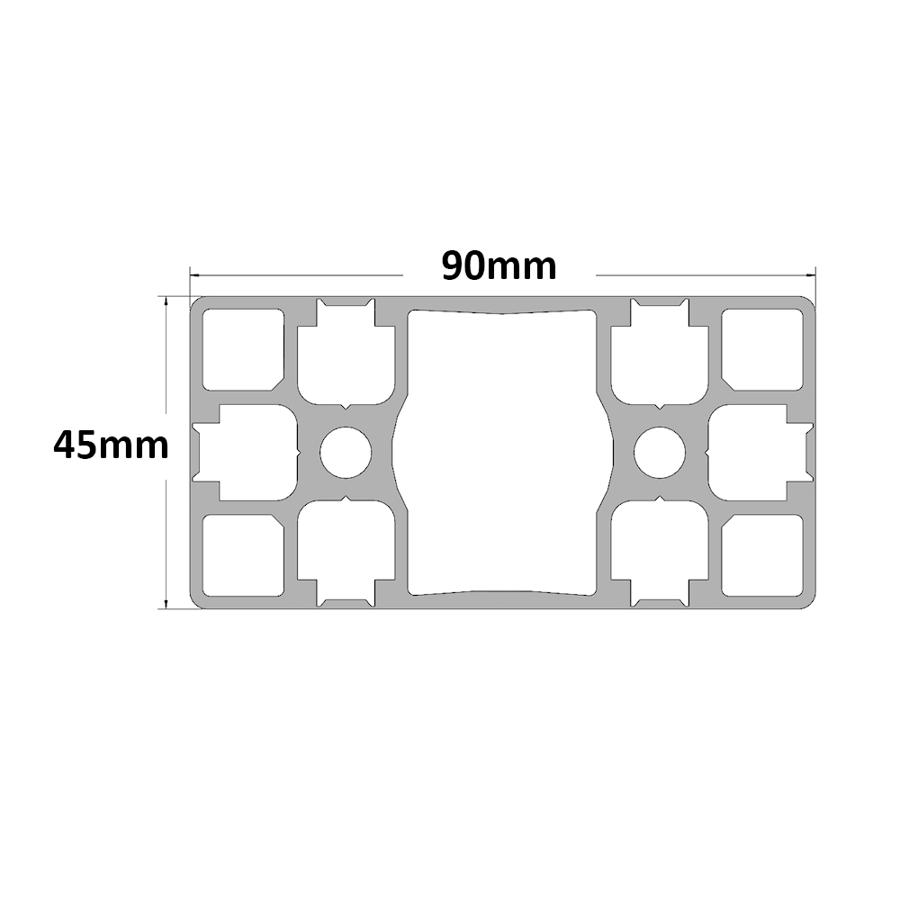 10-4590S4-0-48IN MODULAR SOLUTIONS EXTRUDED PROFILE<br>45MM X 90MM SMOOTH SIDES TEAR AWAY, CUT TO THE LENGTH OF 48 INCH